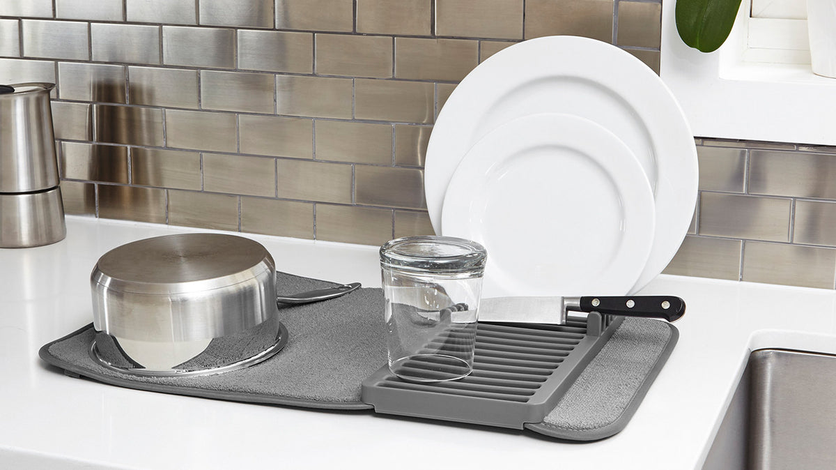 udry mini dish drying rack with mat