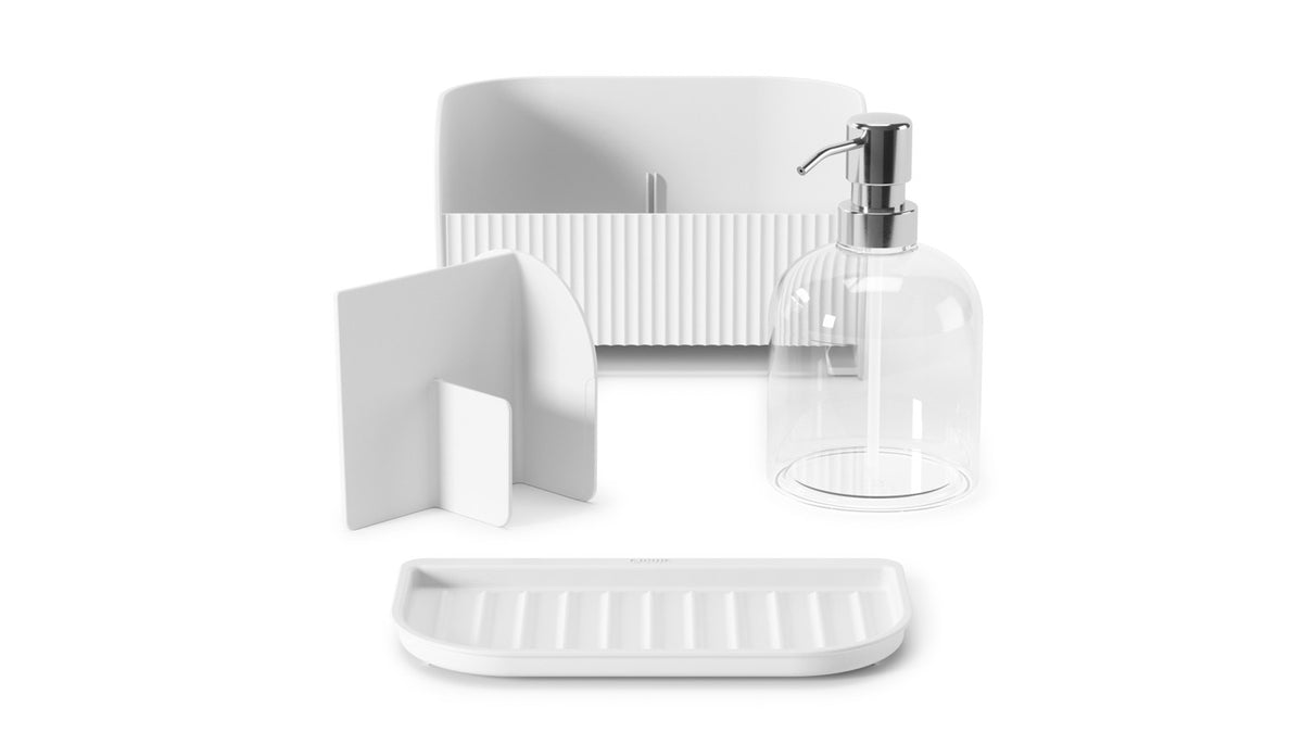 sling sink caddy with soap pump