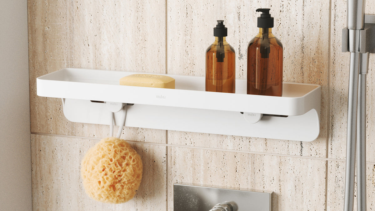 flex adhesive wall shelf