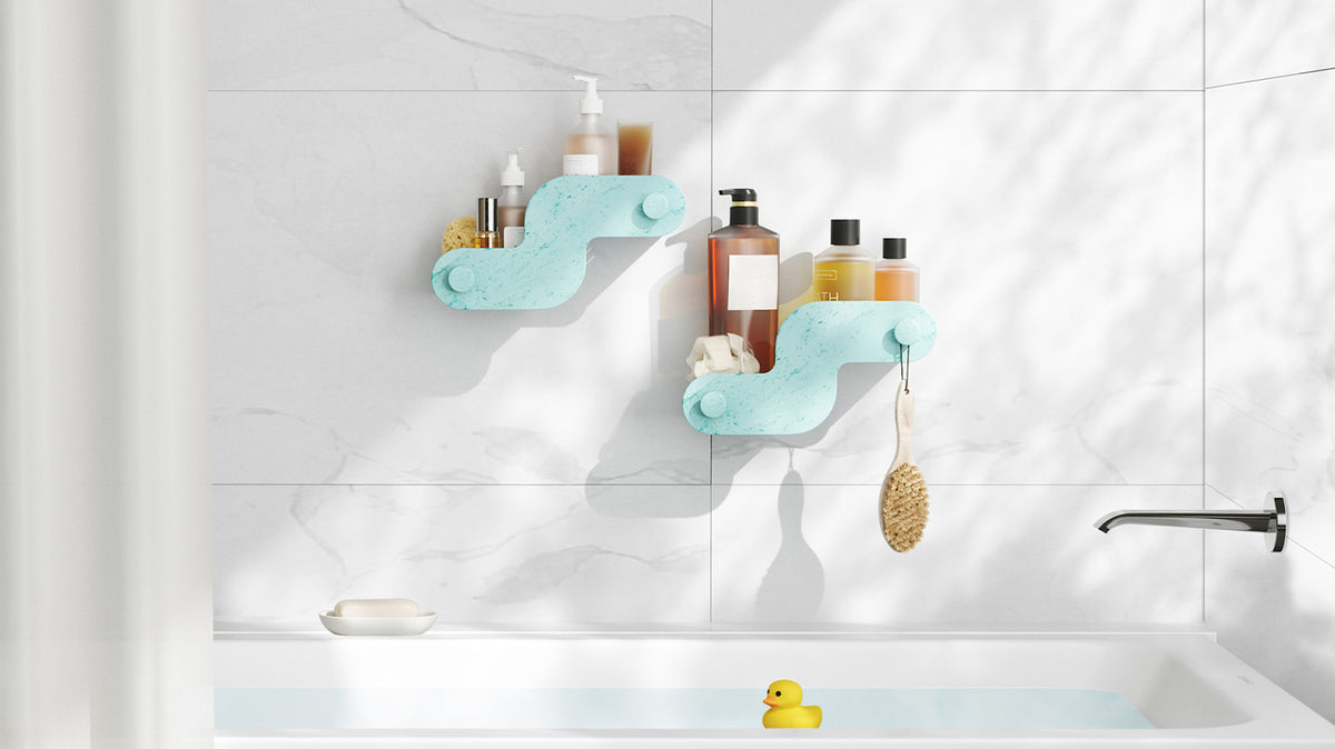 nami adhesive shower bins