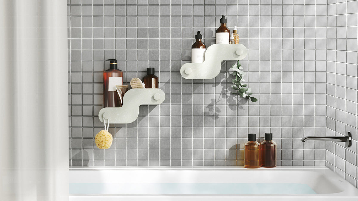 nami adhesive shower bins
