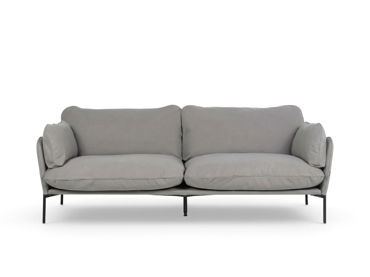urbane EQ3 Aldon 88-inch grey sofa with chunky cushions and slim black metal legs