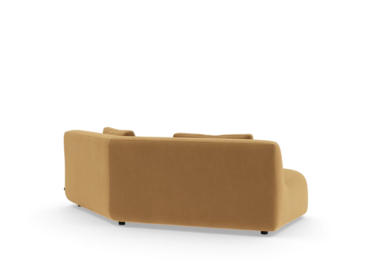 urbane EQ3 Bird angled corner sofa in a warm tan fabric with a modular design and relaxed, rounded edges