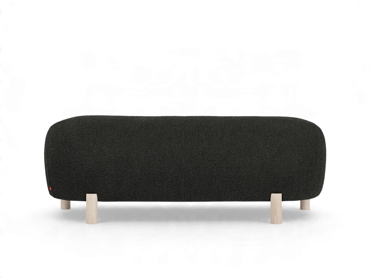 urbane EQ3 Spadina sofa in charcoal textured fabric with light ash wood legs, back view