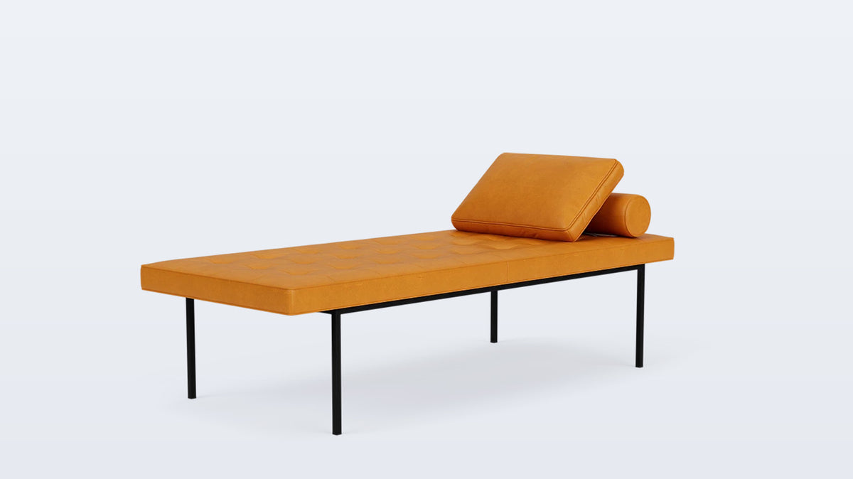 bank wide bench (tufted) - leather