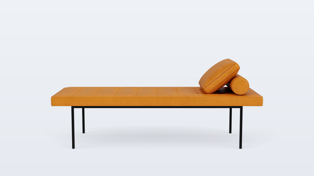 bank wide bench (tufted) - leather