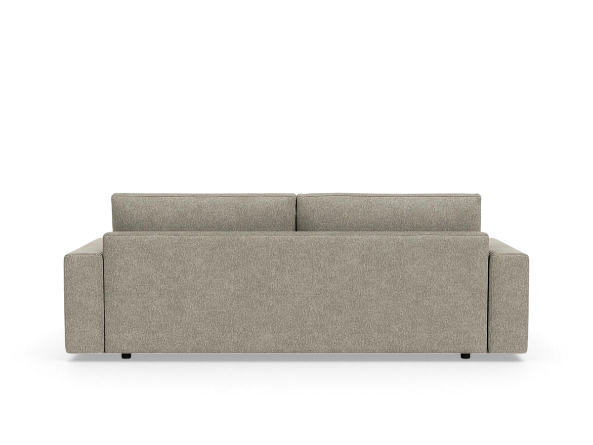 urbane EQ3 Cello Plush 88 inch sofa in a neutral grey fabric with a low profile and clean modern lines