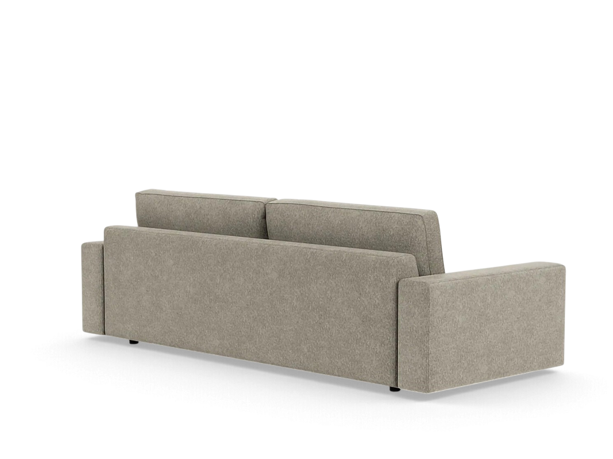 urbane EQ3 Cello Plush 96 inch sofa in a neutral fabric, shown from the back view with clean lines and low profile.