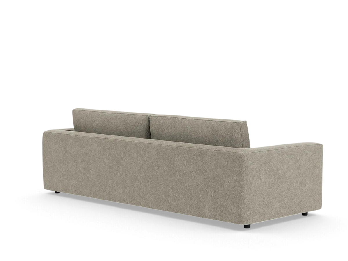 urbane EQ3 Cello Plush 96 inch sofa in a neutral fabric, shown from the back view with a clean, modern silhouette.