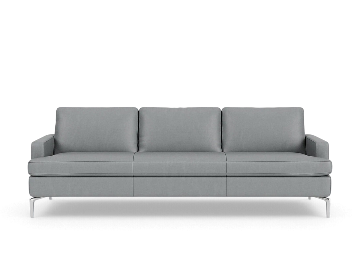 urbane EQ3 Eve Grand 92 inch grey sofa with a clean metropolitan design and solid aluminum legs
