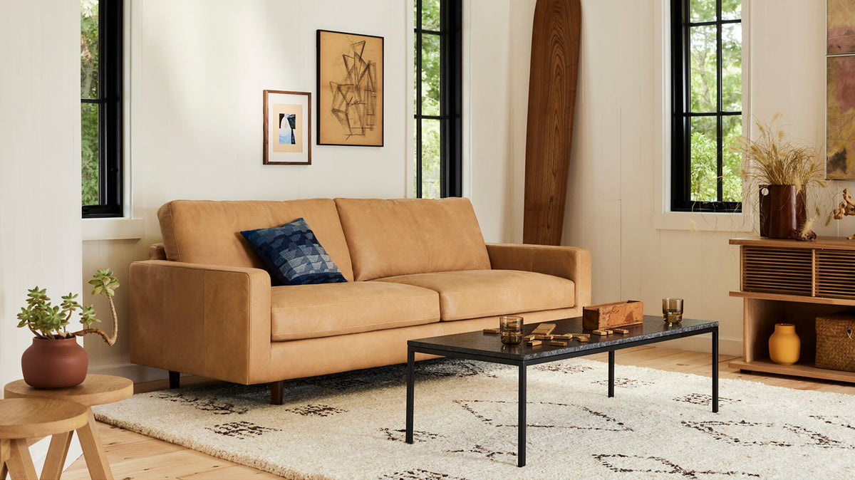 oskar plush 85&quot; sofa - leather