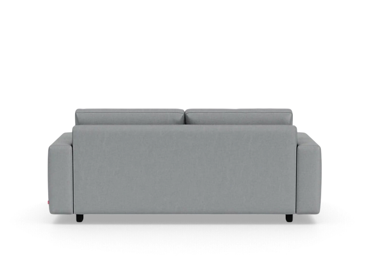 urbane EQ3 Reva double sleeper sofa in grey fabric with a modern, compact silhouette and clean lines.