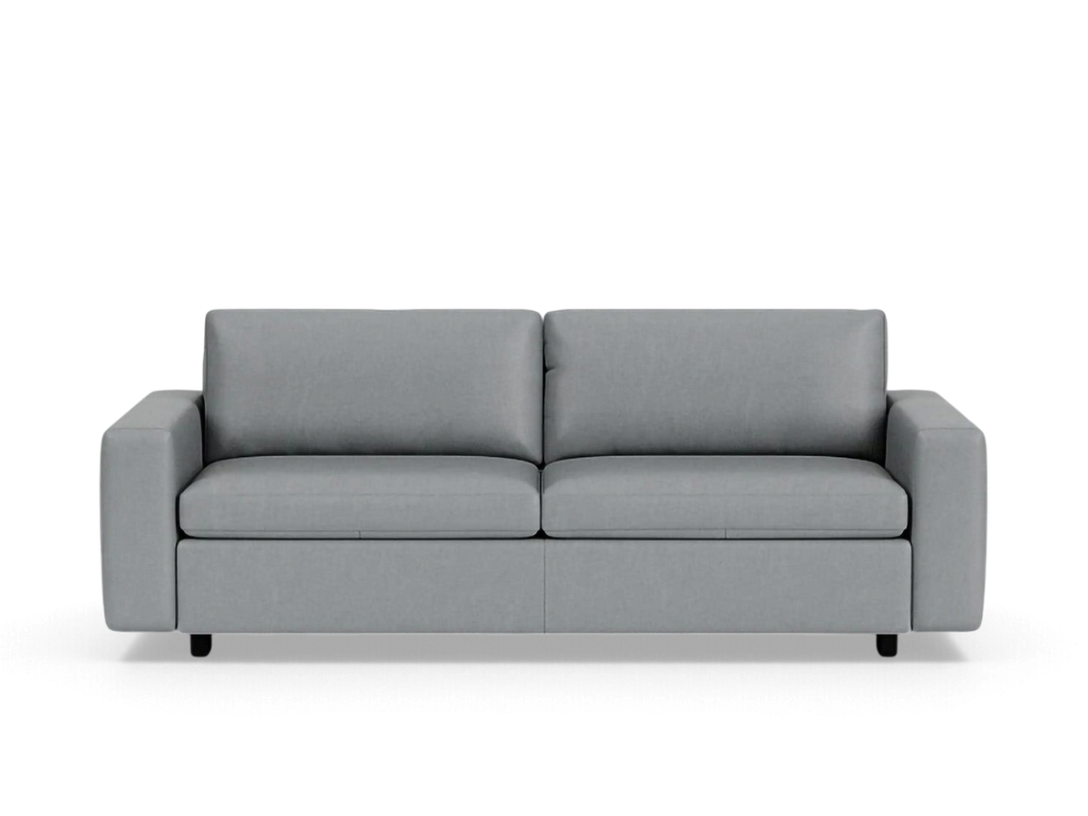 urbane EQ3 Reva Queen Sleeper Sofa in grey fabric with a modern, minimalist design and clean silhouette.