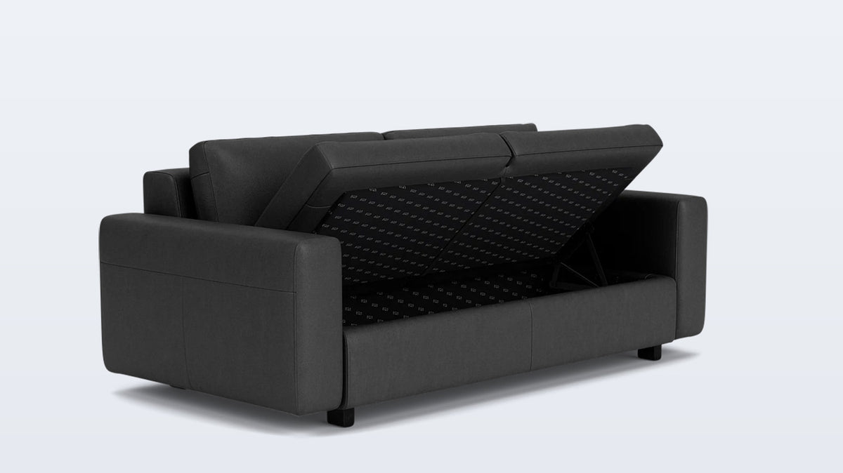 reva storage loveseat - leather