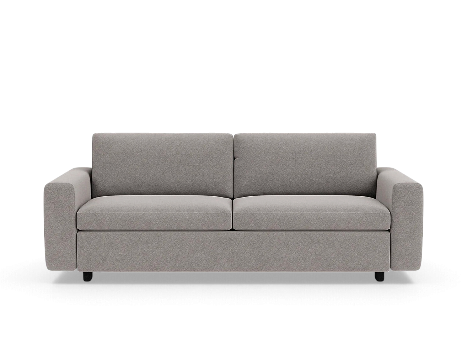 urbane EQ3 Reva Storage Sofa in a neutral grey fabric with a sleek, compact silhouette and built-in storage.