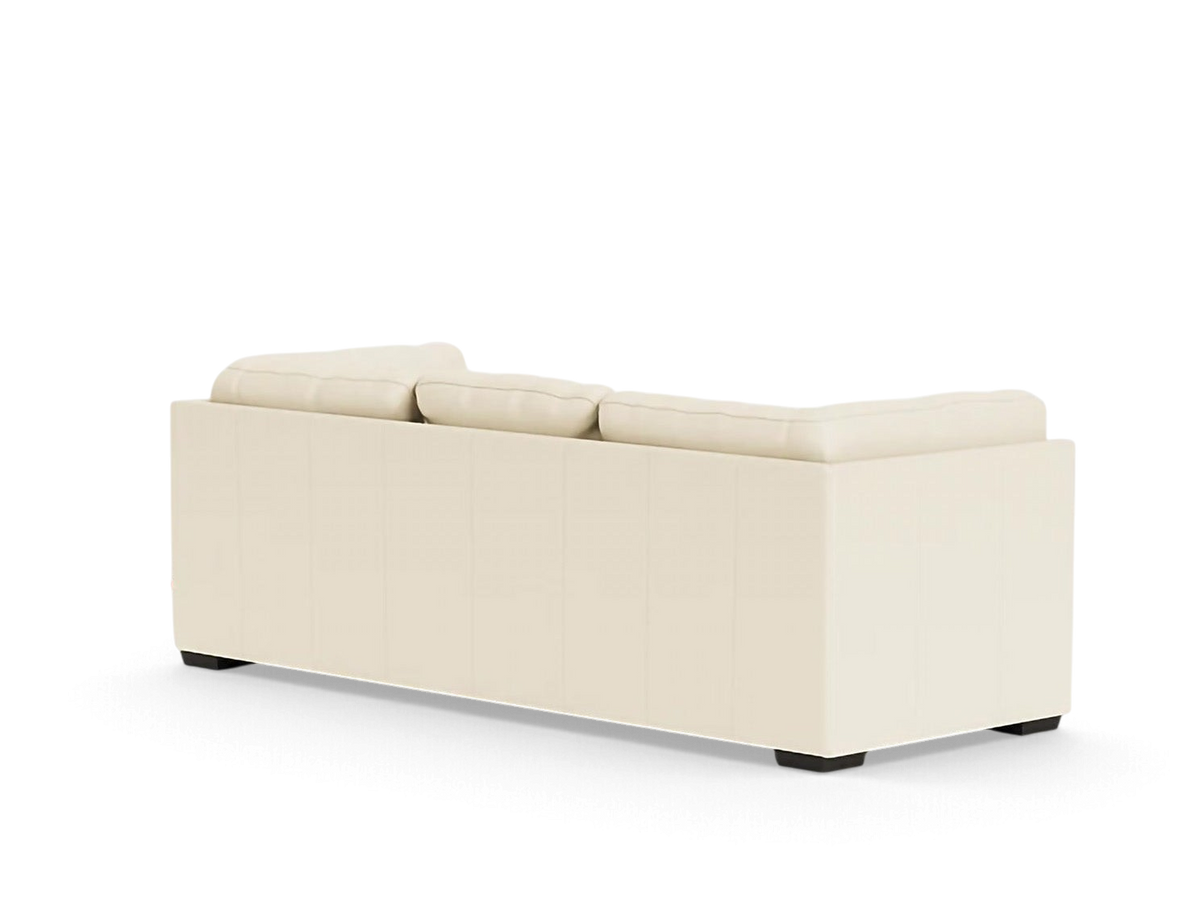 Back view of the cream-coloured Salema sleeper sofa by urbane EQ3 with a clean, minimalist design.