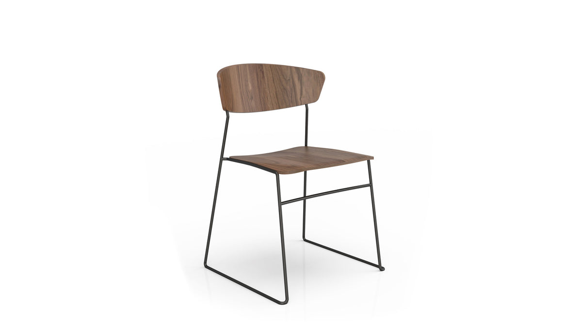 wolfgang metal dining chair (wood seat)