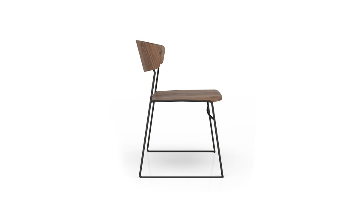 wolfgang metal dining chair (wood seat)