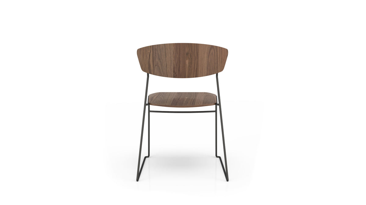 wolfgang metal dining chair (wood seat)