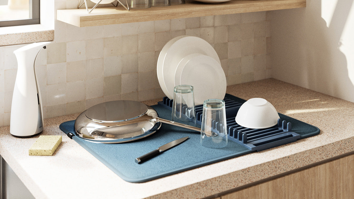 Umbra UDry Over the Sink Dish Rack with Dry Mat