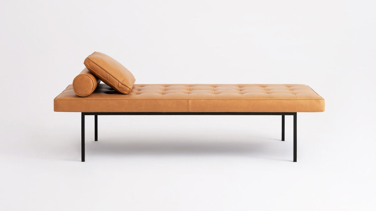 bank wide bench - leather