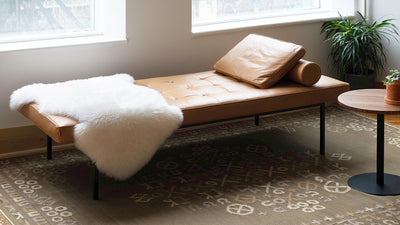 bank wide bench - leather
